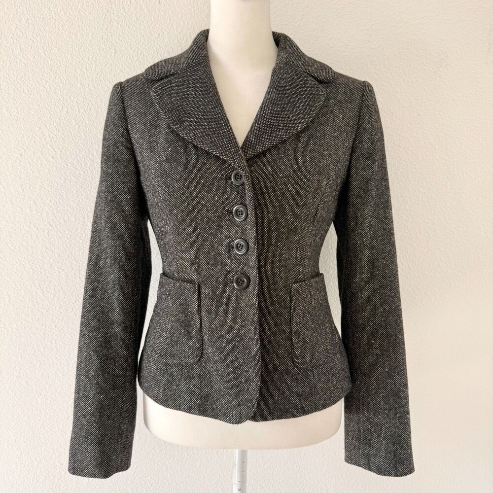 Vintage Ann Taylor Wool Button Up Blazer Coquette Siren Office 90s Preppy Sz 4P